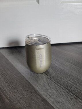 Small gold Corkcicle stemless wine tumbler - 12oz